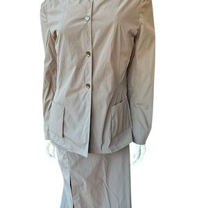 Vintage JIL SANDER Putty Grey Nylon Skirt Suit M